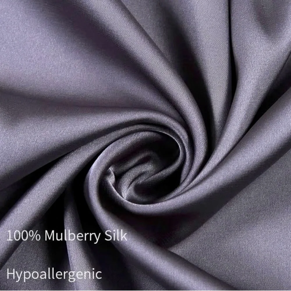 Luxurious silk Gray/silver Pillowcase Set size queen - Picture 3 of 12